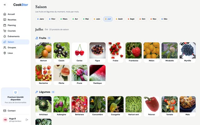 Calendrier des produits de saison CookStor